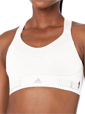 Adidas Fastimpact Luxe Run High Support White Sports Bra with Logo NWOT